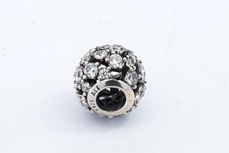 Pandora Sterling Silver Sparkling Round Openwork Bead Charm 2.5 Grams Eb0924rdu