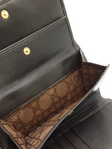 Christian Dior Wallet In Dark Brown Cannage-quilted Lambskin Leather Fw0626ozxdu