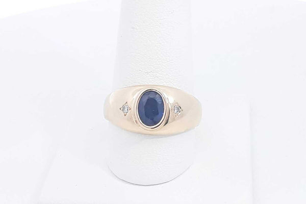 Sapphire & Diamond Ring In 14k Yellow Gold 7.5 Grams Size 9 Eb0425oirsa