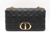 Christian Dior Caro Large Shoulder Bag In Black Quilted Calfskin Fw1225lxzxdu