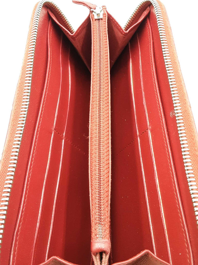 Chanel Quilted Red Lambskin Zip Around Wallet Eb1125orxdu