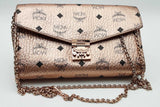 Mcm Metallic Rose Visetos Crossbody Wallet With Chain Eb0626lxzsa