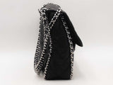 Chanel Black Washed Lambskin Chain Around Maxi Black Handbag Aa0426lozxsa