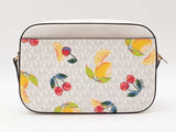 Michael Kors Jet Set Large White Logo Crossbody In Fruit Print Canvas Fw0826rxdu