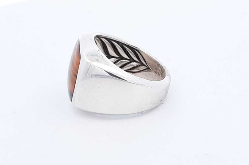 David Yurman 925 Sterling Tigers Eye Inlay Signet Ring 24.3g Size 11 Eb1024lcxde