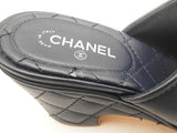 Chanel Cc Lambskin Wedges Blue Size Eu 36.5 Aa1025lpzsa