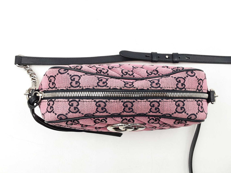 Gucci Gg Marmont Diagonal-quilted Canvas Shoulder Bag In Pink Fw0825ozxdu
