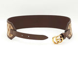 Gucci Marmont Gg Supreme Logo Canvas & Leather Brown Belt Size 75|30 Fw0725oxzdu