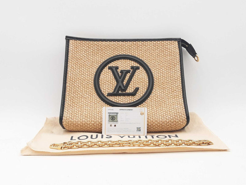 Louis Vuitton Raffia Calfskin Monogram Giant Pouch Sd0825lzxzsa