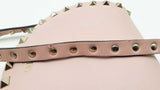 Valentino Garavani Rockstud Mini Saddle Bag In Pink Grained Leather Fw1225oxzdu