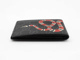 Gucci Kingsnake Print Bifold Wallet In Black & Grey Gg Supreme Coated Canvas Fw0726ezdu