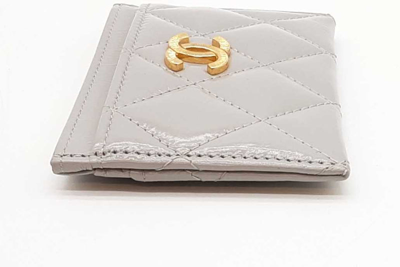 Chanel Quilted Gray Patent Leather Card Holder Wallet Eb1125pxzde