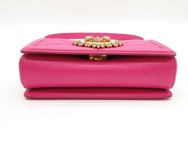 Dolce & Gabbana Devotion Pink Quilted Nappa Leather Shoulder Bag Sd0825izxde