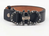 Salvatore Ferragamo Rhinestone Belt Black Size 34 Aa0825lorsa