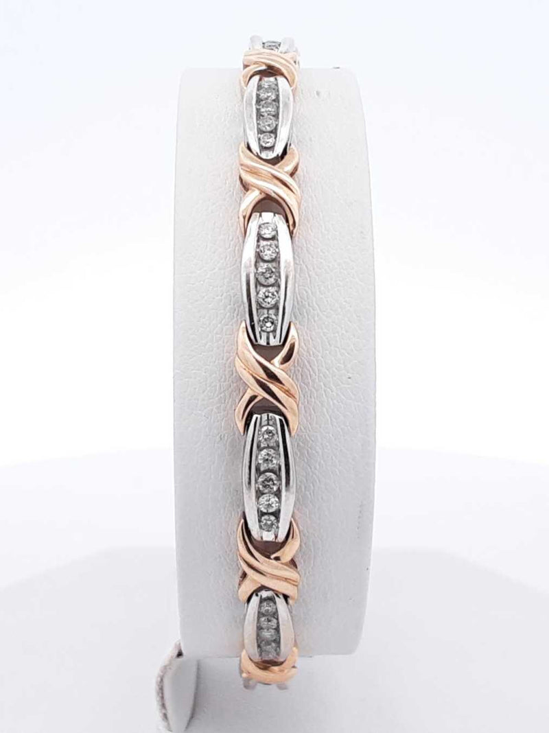 1.10 Cttw Diamond & 10k Two-tone Gold Bracelet 10.8 Grams 7 Inch Fw0624irxdu