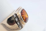 Orange Gemstone & Diamond Ring In 10k Yellow Gold 12.8 Grams Size 10 Eb0824wxzsa