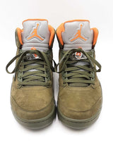 Nike Air Jordan 5 Retro In Army Olive & Solar Orange Size 11 Fw0925rzdu