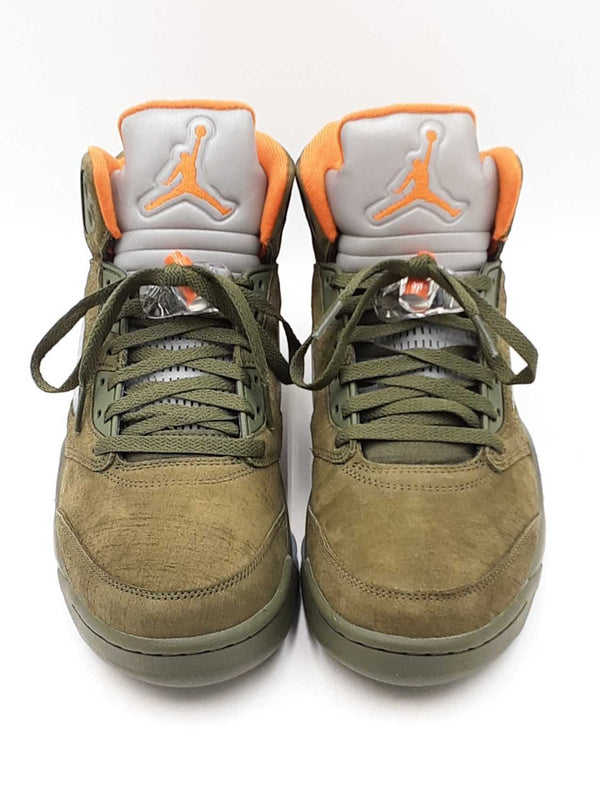 Nike Air Jordan 5 Retro In Army Olive & Solar Orange Size 11 Fw0925rzdu
