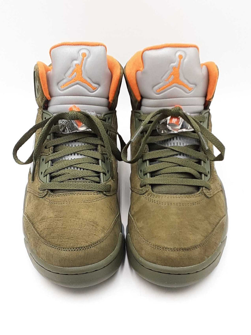Nike Air Jordan 5 Retro In Army Olive & Solar Orange Size 11 Fw0925rzdu