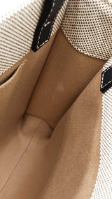 Chloe Woody Small Tote Bag In Beige Eco Linen & Navy Blue Leather Fw1125oordu