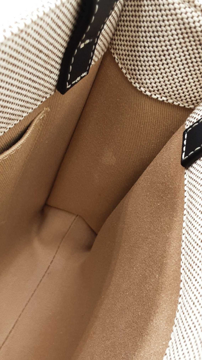 Chloe Woody Small Tote Bag In Beige Eco Linen & Navy Blue Leather Fw1125oordu