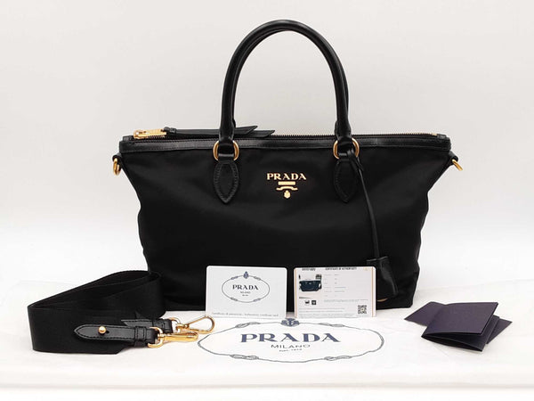 Prada 2-way Satchel In Satchel In Black Tessuto Nylon & Leather Fw0925orxdu