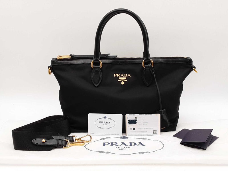 Prada 2-way Satchel In Satchel In Black Tessuto Nylon & Leather Fw0925orxdu