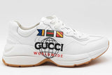 Gucci Rhyton Worldwide White Leather Sneakers Size 6 Eb0925oxzdu