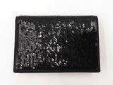 Prada Sequined Triangle Logo Card Holder With Chain In Black Leather Fw1225wxzdu