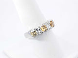 4.15 Cttw Yellow Sapphire & Diamond Half-eternity Platinum Ring With Cert 9.7 Grams Size 7.5 Fw1125owzxdu