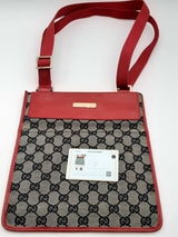 Gucci Monogram Canvas & Red Leather Messenger Crossbody Bag Eb1024lxzsa