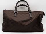 Gucci Gg Duffle Travel Bag W/leather Trim Brown Aa0526orzsa