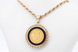 1992 Elizabeth 2 Gold Coin Pendant Set In 14k & 14k Gold Chain 21in Eb0126loxzsa