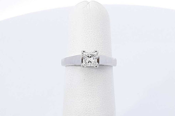 0.42ctw Princess Cut Diamond Ring 14k White Gold 3.4 Grams Size 4.5 Eb0925rerdu