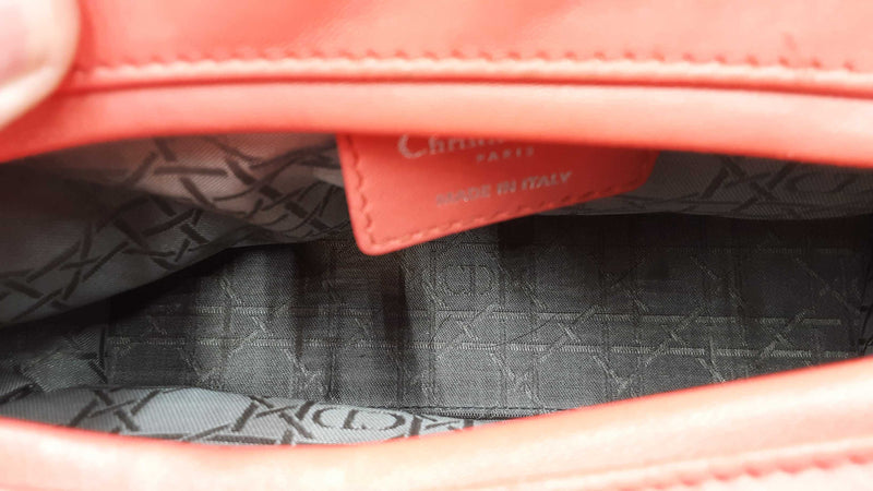 Christian Dior Lambskin Cannage Lady Dior Coral Hand Bag Sd0725lozxdu