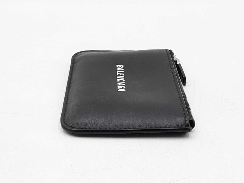 Balenciaga Cash Coin And Card Holder In Black Grained Leather Fw0725lzxdu