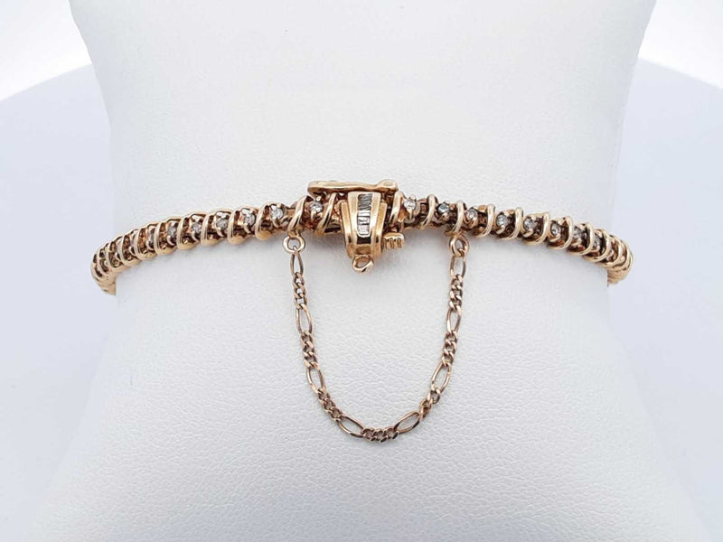 0.58 Cttw Diamond & 10k Yellow Gold Tennis Bracelet 10 Grams 7 Inch Fw1124cxzdu