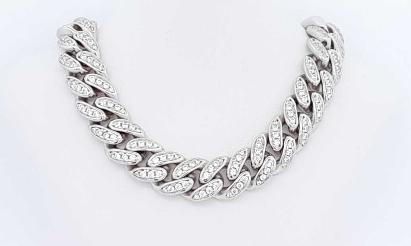 Sterling Silver Cubic Zirconia Cuban Link Chain 124g 24 In Ebosodu 144030007274