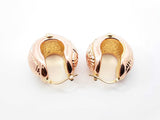 18k Two-tone Rose & Yellow Gold Puffy Filigree Hoop Earrings 6.6 Grams Fw00826rxzdu