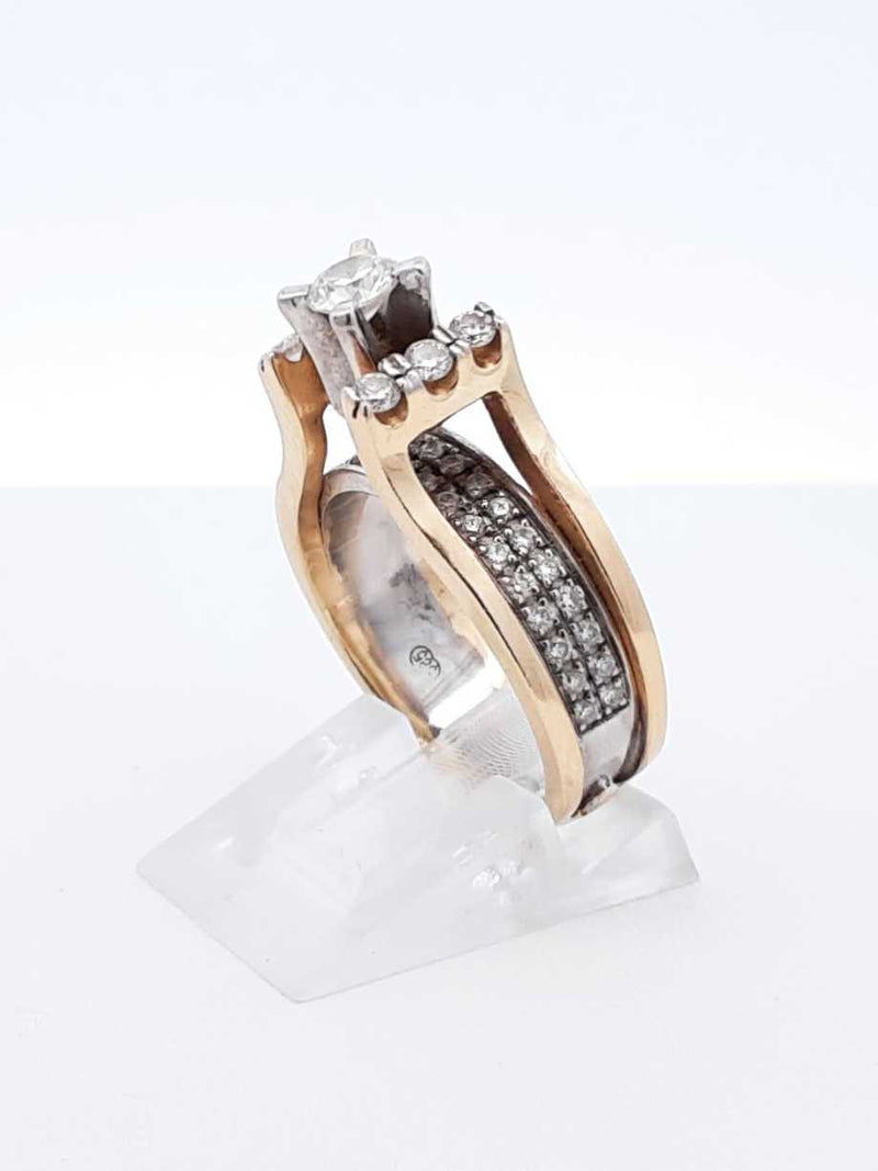 0.83 Cttw Diamond & Two-tone 14k Yellow Gold Ring 7.7 Gram Size 6.25 Fw0925rxzdu