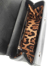 Dolce & Gabbana Sicily Satchel In Black Iguana-embossed Leather Fw1225rrzdu