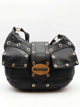 Versace Biker Black Leather Shoulder Bag Eb0826crxde
