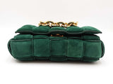 Bottega Veneta Padded Chain Cassette Bag In Emerald Green Suede Fw0926eordu