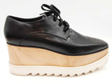 Stellar Mccartney Elyse Black Leather Wood Platform Shoes Size Eu 39 Do0925cxde