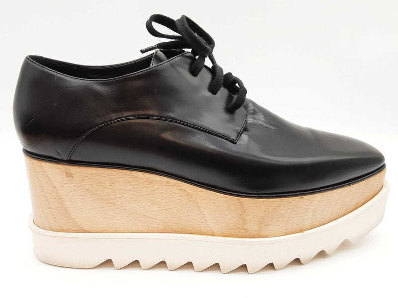 Stellar Mccartney Elyse Black Leather Wood Platform Shoes Size Eu 39 Do0925cxde