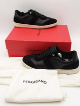 Salvatore Ferragamo Black Leather & Suede Sneakers Size 8 Eb0325lorsa