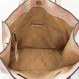 Michael Kors Large Kenly North South Tote Bag In Powder Blush Mk Logo Coated Canvas Fw0726pzdu