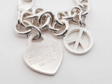 Tiffany & Co. Heart Tag & Peace Sign 925 Bracelet 36.1g 7.5 Inch Fw1026lzxdu