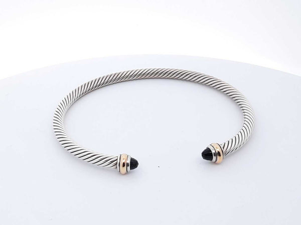 David Yurman Sterling Silver Onyx Cable Bracelet 6 In Lhoxzde 144020007790