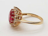 Red And White Czs 14k Yellow Gold 4.3g Starburst Ring Size 5.5 Do0726owxde
